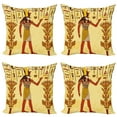 thumbnail image 1 of Ambesonne Ethnic Throw Pillow Cover 4 Pack, Egyptian Hieroglyph Myth, 24", Pale Yellow Marigold Red, 1 of 5