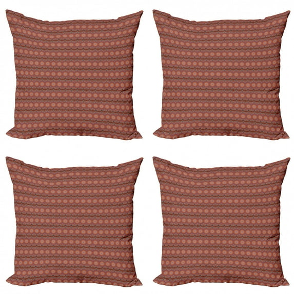 Ambesonne Ethnic Throw Pillow Cover 4 Pack, Floral Bohemian, 24", Multicolor