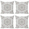 thumbnail image 1 of Ambesonne Ethnic Throw Pillow Cover 4 Pack, Flower Swirls Doily Style, 16", Pale Pink Pale Grey, 1 of 2