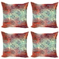 thumbnail image 1 of Ambesonne Ethnic Throw Pillow Cover 4 Pack, Grunge Paisley, 16", Turquoise Orange Black, 1 of 5