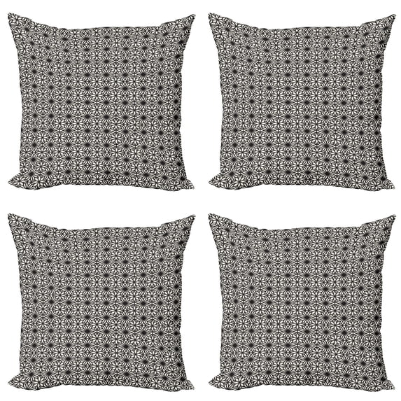 Ambesonne Ethnic Throw Pillow Cover 4 Pack, Moroccan Star, 18", Black and Off White
