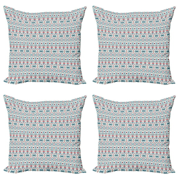 Ambesonne Ethnic Throw Pillow Cover 4 Pack, Native Traditional Art, 18", Multicolor