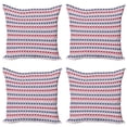 thumbnail image 1 of Ambesonne Ethnic Throw Pillow Cover 4 Pack, Pattern Triangles, 16", Pale Pink Dark Blue, 1 of 2