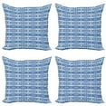 thumbnail image 1 of Ambesonne Ethnic Throw Pillow Cover 4 Pack, Psychedelic Batik Blue, 16", Pale Blue Navy Blue, 1 of 2