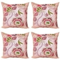 thumbnail image 1 of Ambesonne Ethnic Throw Pillow Cover 4 Pack, Swirl Leaf Lines Bohem, 20", Olive Green Dried Rose, 1 of 6