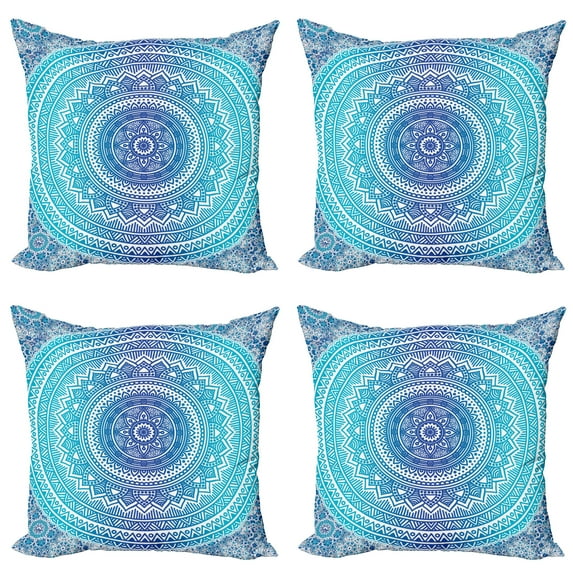 Ambesonne Ethnic Throw Pillow Cover 4 Pack, Theme, 24", Pale Blue