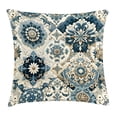 thumbnail image 1 of Ambesonne Ethnic Throw Pillow Cushion Cover, Mosaic Look Azulejo Inspired, 24" X 24", Off White Cadet Blue, 1 of 2