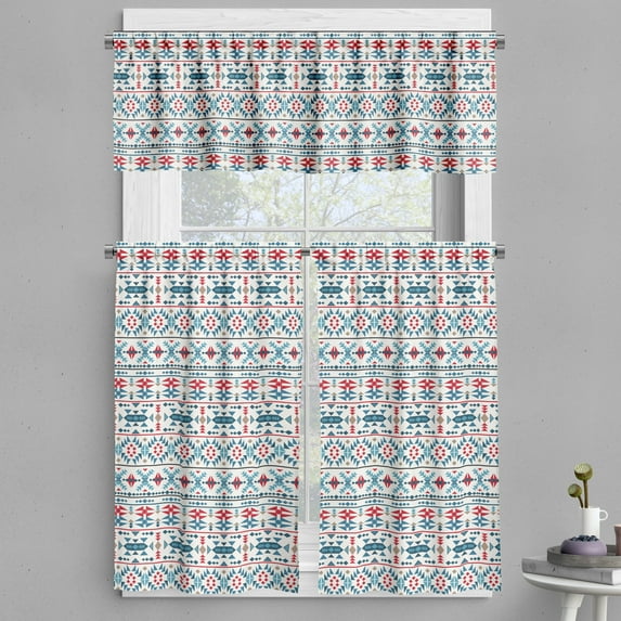 Ambesonne Ethnic Valance & Curtain, Native Traditional Art, 55"x24", Multicolor