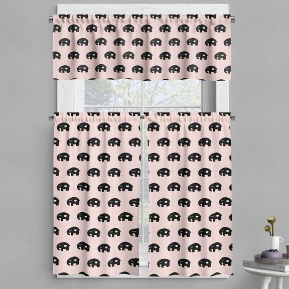 Ambesonne Ethnic Valance & Curtain, with Heart, 55"x45", White Black and Rose