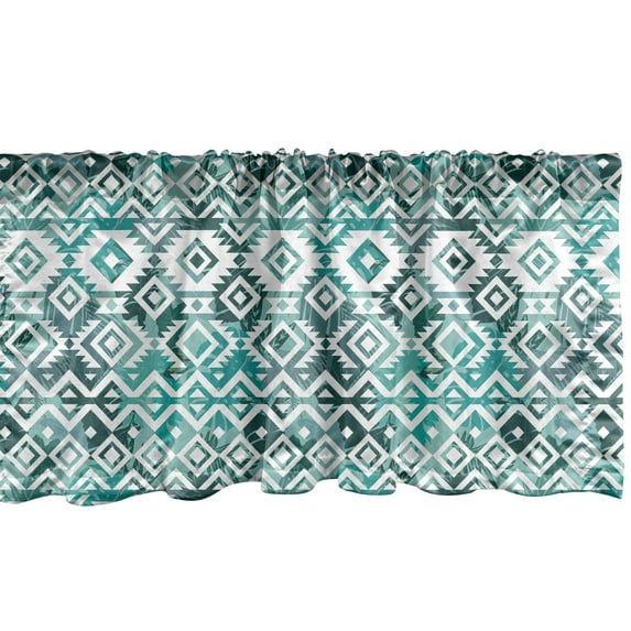 Ambesonne Ethnic Valance Pack of 2, Traditional Chevron Pattern, 54"X18", Dark Seafoam Teal White