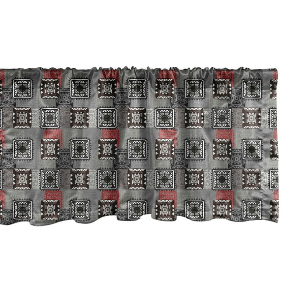 Ambesonne Ethnic Window Valance, Aztec Ornament Lace, 42" x 12", Grey Vermilion Brown