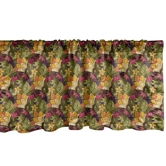 Ambesonne Ethnic Window Valance, Bohemian Oriental Herb, 54" X 12", Olive Green Purple Pink