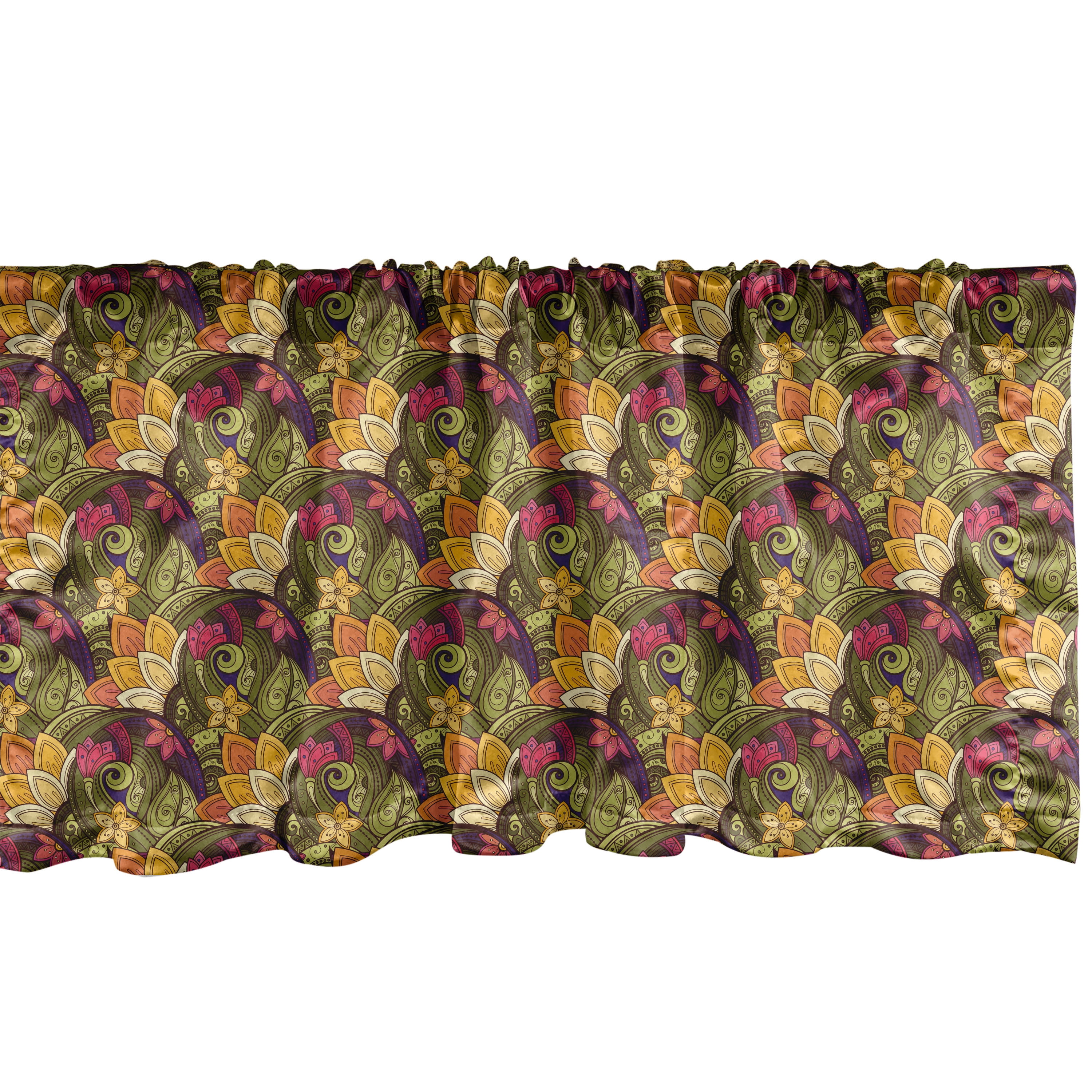 Bohemian Ethnic Herb Pattern Satin Window Valance, 54" x 18"