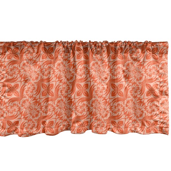 Ambesonne Ethnic Window Valance, Chrysanthemum Maximum, 54" X 12", Vermilion and Coral