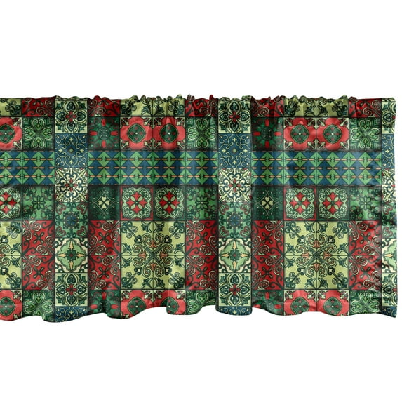 Ambesonne Ethnic Window Valance, Colorful Azulejo Tiles, 54" X 18", Multicolor