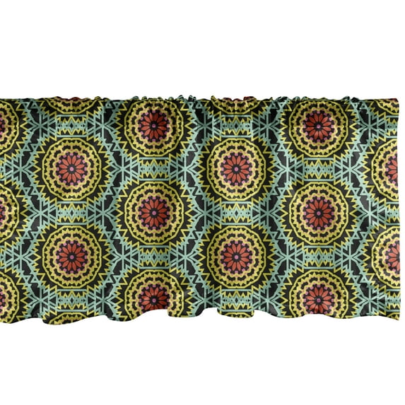 Ambesonne Ethnic Window Valance, Colorful Bohemian Patterns, 54" X 12", Multicolor
