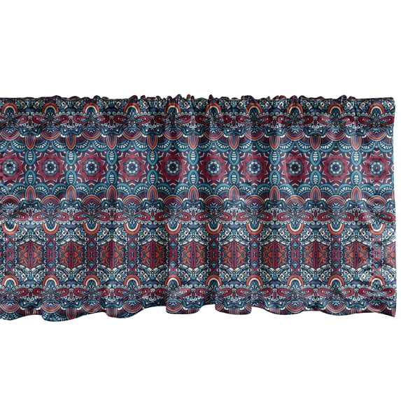 Ambesonne Ethnic Window Valance, Colorful Composition with Triangles and Stars Traditional Oriental Motifs, Curtain Valance for Kitchen Bedroom Decor with Rod Pocket, 54" X 12", Multicolor