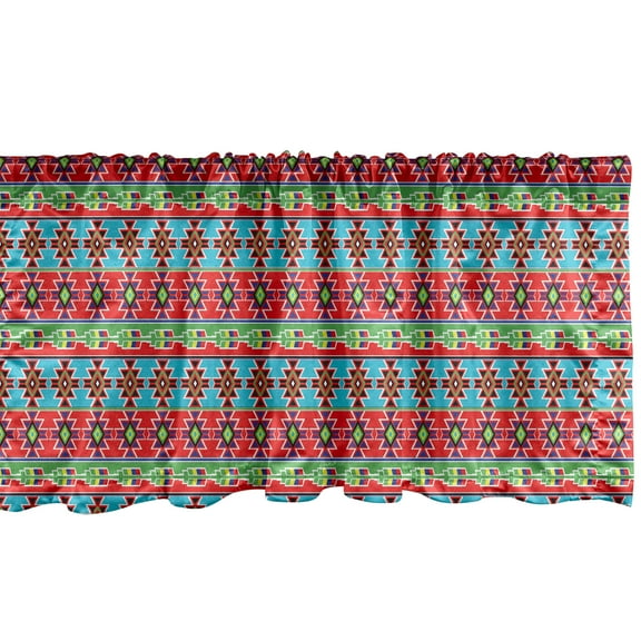 Ambesonne Ethnic Window Valance, Ethnic Colorful Art Motifs, 42" x 12", Multicolor