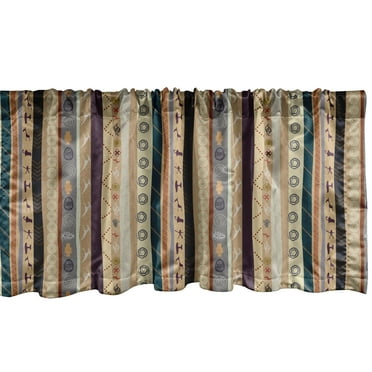 Ambesonne Ethnic Window Valance, Folk Ornaments and Motifs, 54" X 18", Multicolor