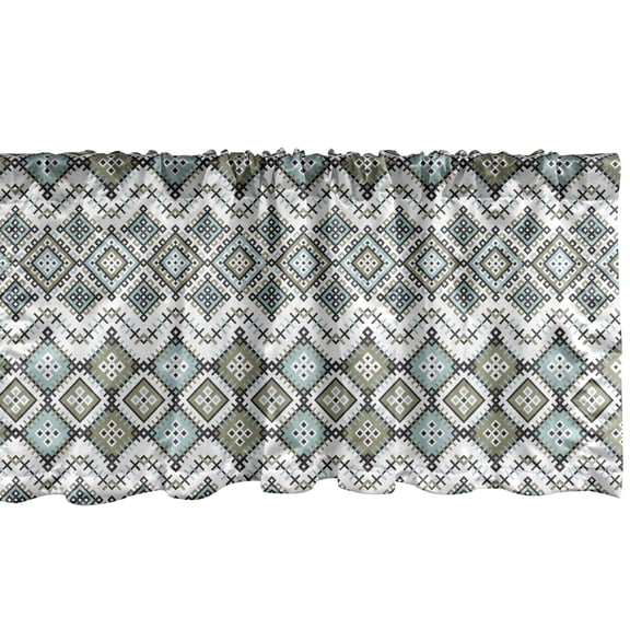 Ambesonne Ethnic Window Valance, Geometric Art, 54" X 18", Sage Green Seafoam