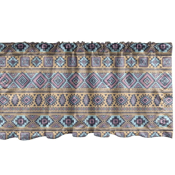 Ambesonne Ethnic Window Valance, Pastel Vintage Geometric Art, 54" X 12", Multicolor