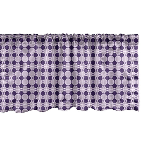 Ambesonne Ethnic Window Valance, Purple Tone Geometric Grid, 54" X 12", Dark Purple Mauve