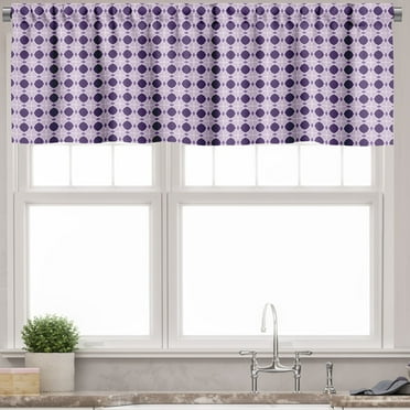 Ambesonne Ethnic Window Valance, Purple Tone Geometric Grid, 54" X 18", Dark Purple Mauve