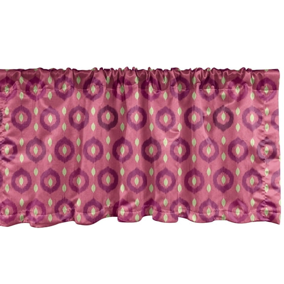 Ambesonne Ethnic Window Valance, Repetitive Pattern with Ogee Motif in Colors, Curtain Valance for Kitchen Bedroom Decor with Rod Pocket, 54" X 12", Pink Dark Magenta
