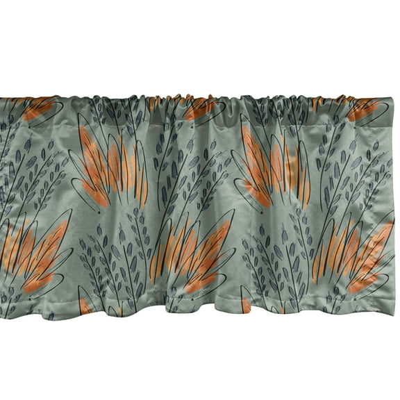 Ambesonne Ethnic Window Valance, Sketched Rough Grass Herbs, 54" X 12", Pale Reseda Green Grey