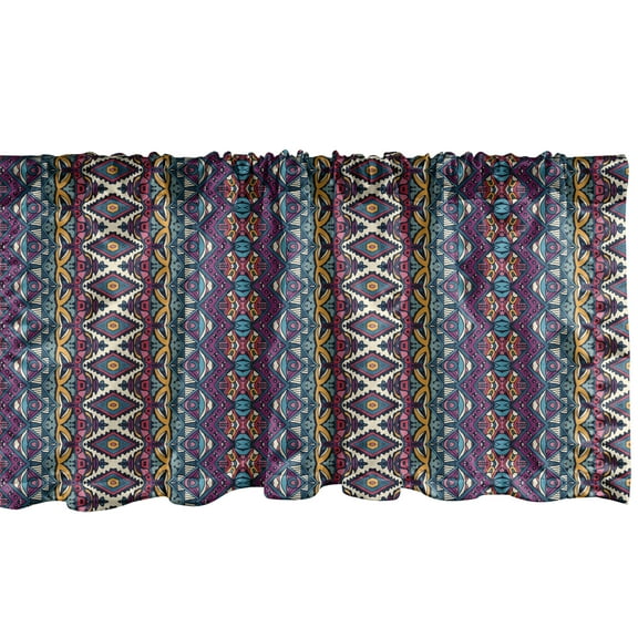 Ambesonne Ethnic Window Valance, Triangles and Chevrons, 54" X 12", Multicolor