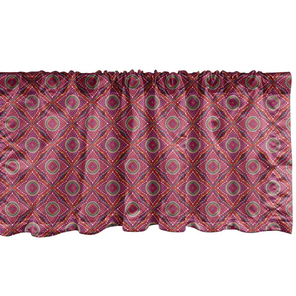 Ambesonne Ethnic Window Valance, Vintage Mosaic Tile Ornament, 54" X 12", Multicolor