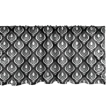 Ambesonne Ethnic Window Valance, White Silhouettes of Abstract Flowers Cultural Motif Monochrome Design, Curtain Valance for Kitchen Bedroom Decor with Rod Pocket, 54" X 12", Black and White