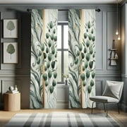 Ambesonne Eucalyptus Curtains 2 Panel Set, Modern Soft Marble Print, Pair of - 28" x 95", Grey Teal and Sage Green