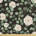 thumbnail image 1 of Ambesonne Eucalyptus Fabric by the Yard Upholstery, Top View Roses Leaves, 10 Yards, Dark Grey Green Champagne, 1 of 1