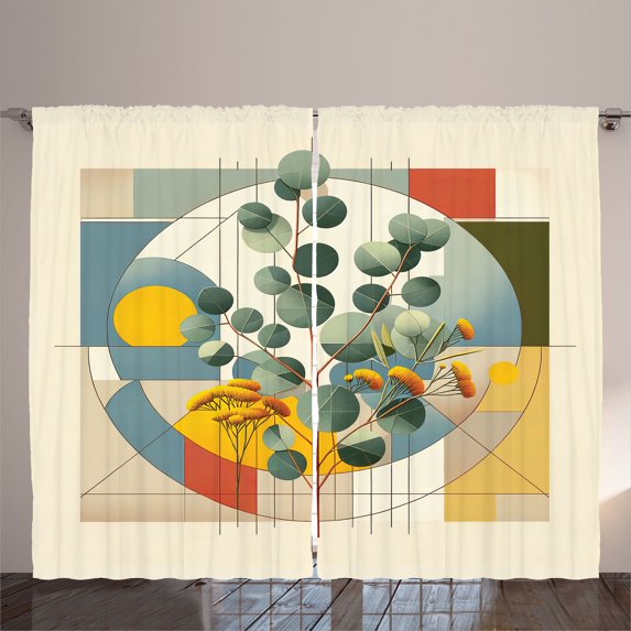 Ambesonne Eucalyptus Leaves Curtains 2 Panel Set, Classic Branches, 108" x 96", Laurel Green Multicolor