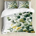 thumbnail image 1 of Ambesonne Eucalyptus Leaves Duvet Cover Set, Round Leaf Branch, Calking, Mustard and Peacock Green, 1 of 5