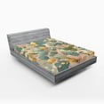 thumbnail image 1 of Ambesonne Eucalyptus Leaves Fitted Sheet, Pastel Art Deco, Queen Size, Peach Green and Pale Orange, 1 of 3