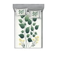 thumbnail image 1 of Ambesonne Eucalyptus Leaves Fitted Sheet & Pillow Sham Set, Minimal Botanical, Full, Reseda Green Yellow Grey, 1 of 2
