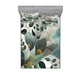 thumbnail image 1 of Ambesonne Eucalyptus Leaves Fitted Sheet & Pillow Sham Set, Waves and Leafs, Queen, Dark Sea Green Grey Teal, 1 of 2