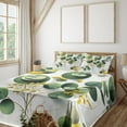 thumbnail image 1 of Ambesonne Eucalyptus Leaves Fitted & Top Sheet Set with Sham, Boho Leaf Design, Fern Green Yellow and White, 1 of 5