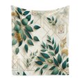 thumbnail image 1 of Ambesonne Eucalyptus Leaves Fleece Throw Blanket Autumn Blooms 50"x70" Dark Teal Amber Ivory, 1 of 5