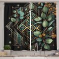 thumbnail image 1 of Ambesonne Eucalyptus Leaves Kitchen Curtains, Art Deco Botany, 55"x30", Black Laurel Green Amber, 1 of 3