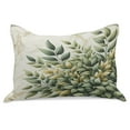 thumbnail image 1 of Ambesonne Eucalyptus Leaves Knitted Quilt Pillowcover, Bold Branches, 30"x20", Laurel Green Eggshell, 1 of 2