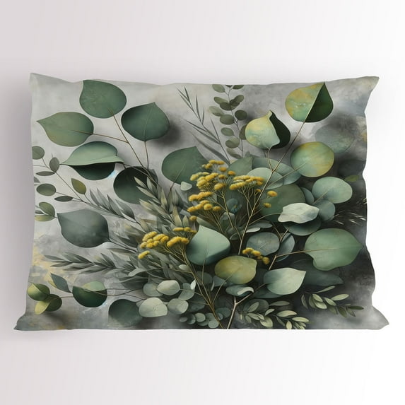 Ambesonne Eucalyptus Leaves Pillow Sham, Love of Nature, 26" X 20", Mustard and Reseda Green