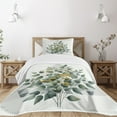 thumbnail image 1 of Ambesonne Eucalyptus Leaves Quilted Bedspread Set 2 Pcs, Branch Triangle, Twin Size, Laurel Green White, 1 of 4