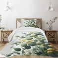 thumbnail image 1 of Ambesonne Eucalyptus Leaves Quilted Bedspread Set 2 Pcs, Round Leaf Branch, Twin Size, Mustard and Peacock Green, 1 of 4