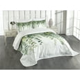 thumbnail image 1 of Ambesonne Eucalyptus Leaves Quilted Bedspread Set 3 Pcs, Leafy Branches, Queen Size, Fern Green Pastel Yellow, 1 of 4