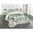 thumbnail image 1 of Ambesonne Eucalyptus Leaves Quilted Bedspread Set 3 Pcs, Weeping Wreath, King Size, Ivory and Laurel Green, 1 of 4