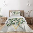 thumbnail image 1 of Ambesonne Eucalyptus Leaves Quilted Coverlet 2 Pcs, Branches Polygons, Twin Size, Peacock Green Mustard, 1 of 4