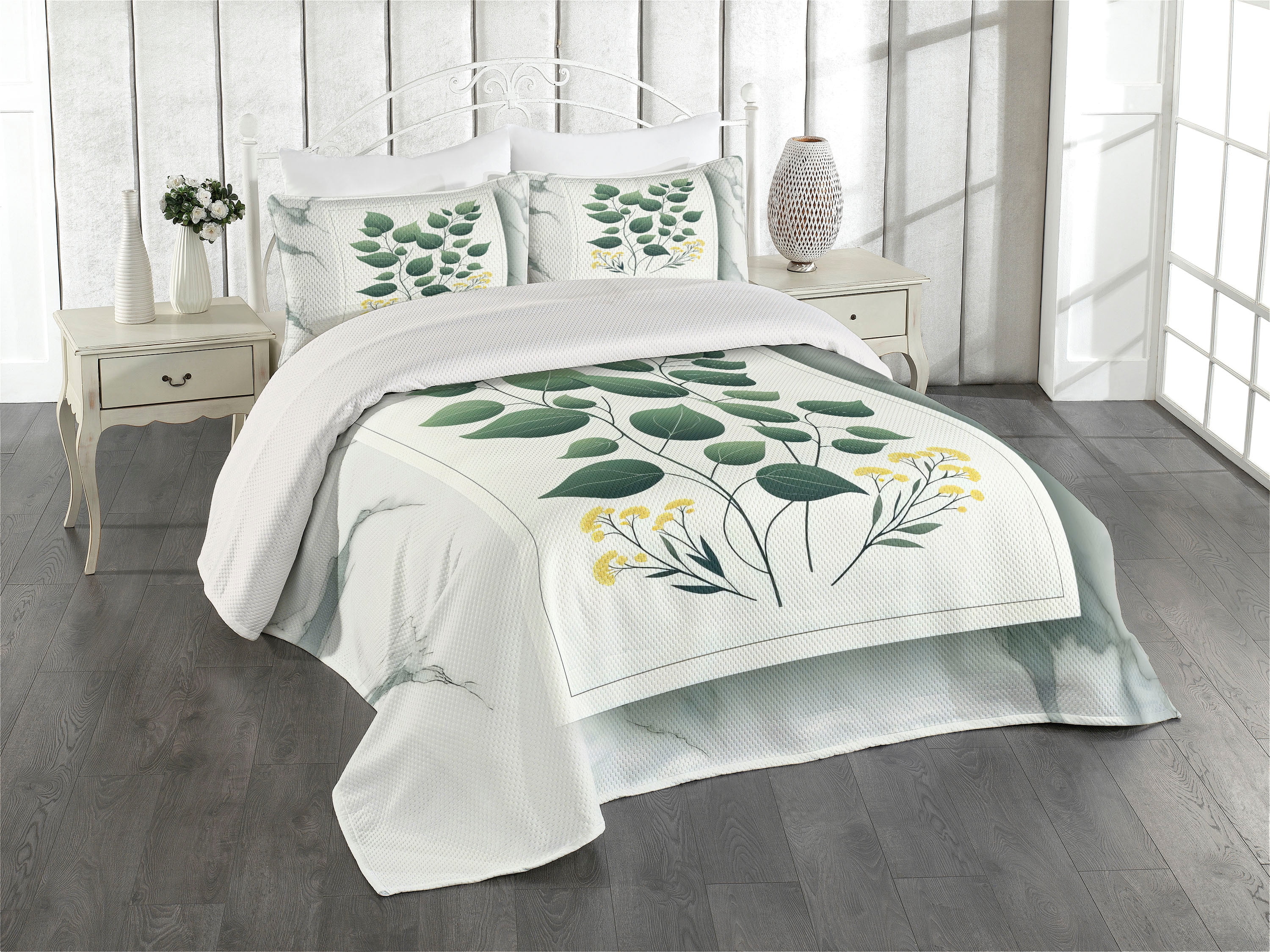 Blue Leaves Reversible Coverlet Set- King main image 1